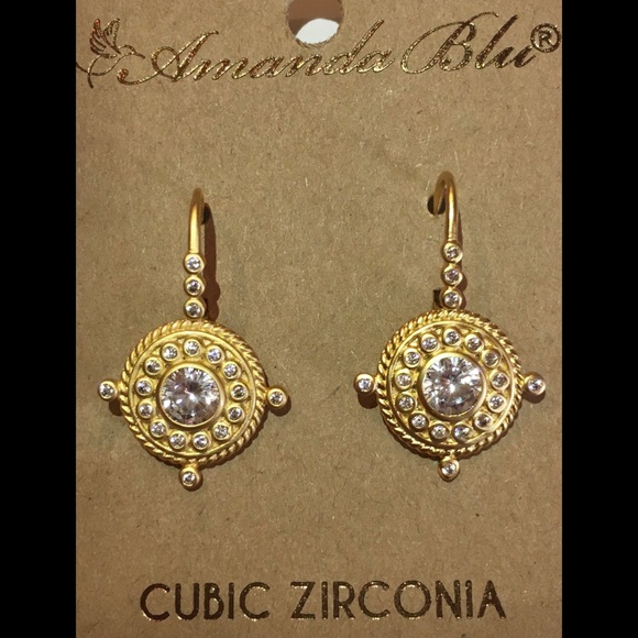 Enticing Paved Gold Medallion Lever Back Earrings - Picture 2 of 3